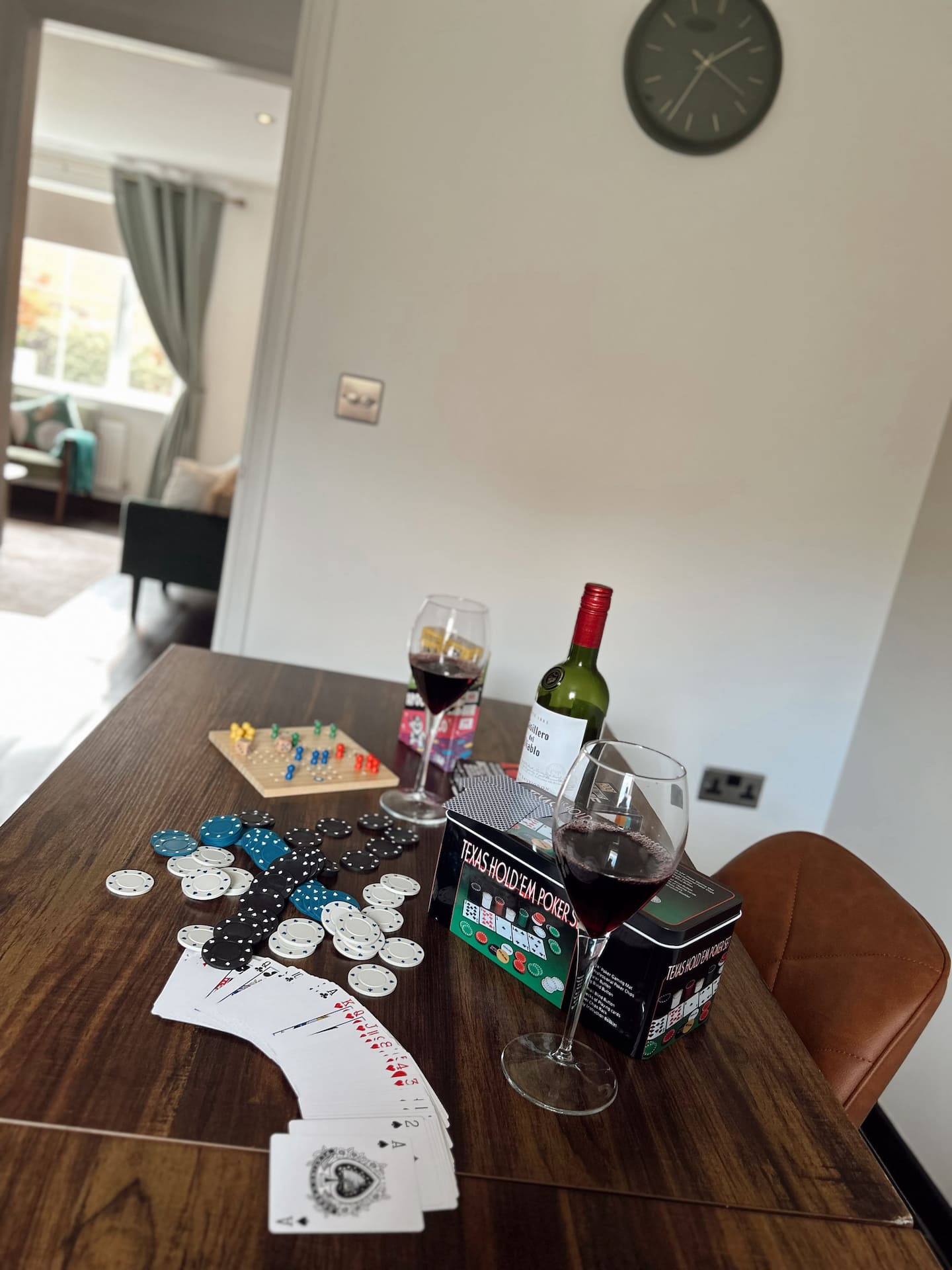 Dining table set for guests